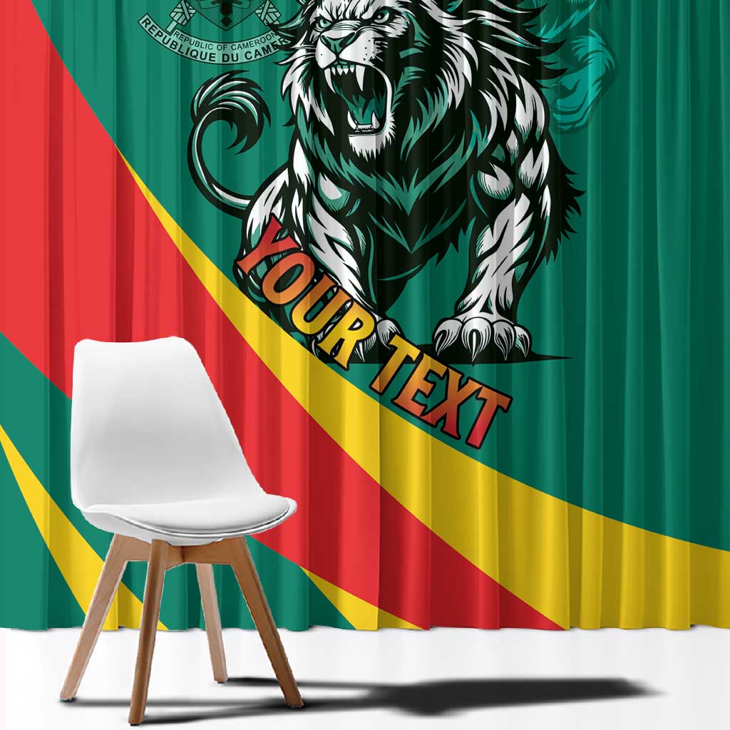 Personalised Happy Cameroon National Day Window Curtain Lion With Coat Of Arms - Curve Style