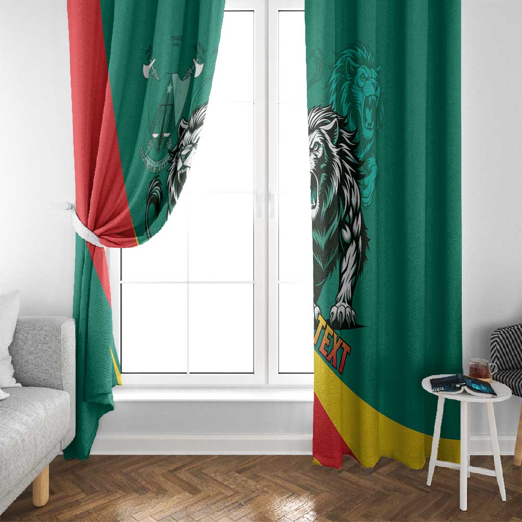 Personalised Happy Cameroon National Day Window Curtain Lion With Coat Of Arms - Curve Style