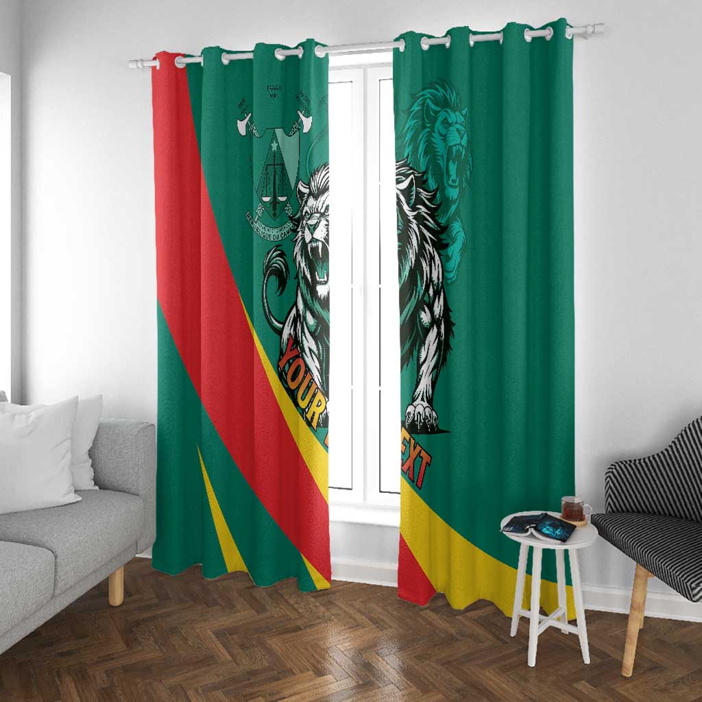 Personalised Happy Cameroon National Day Window Curtain Lion With Coat Of Arms - Curve Style