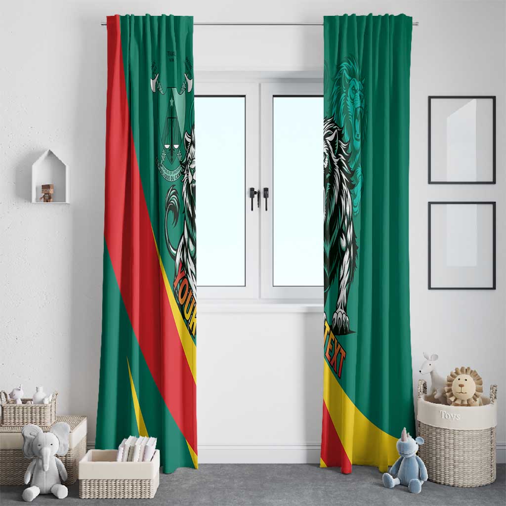Personalised Happy Cameroon National Day Window Curtain Lion With Coat Of Arms - Curve Style