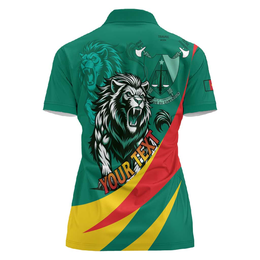 Personalised Happy Cameroon National Day Women Polo Shirt Lion With Coat Of Arms - Curve Style