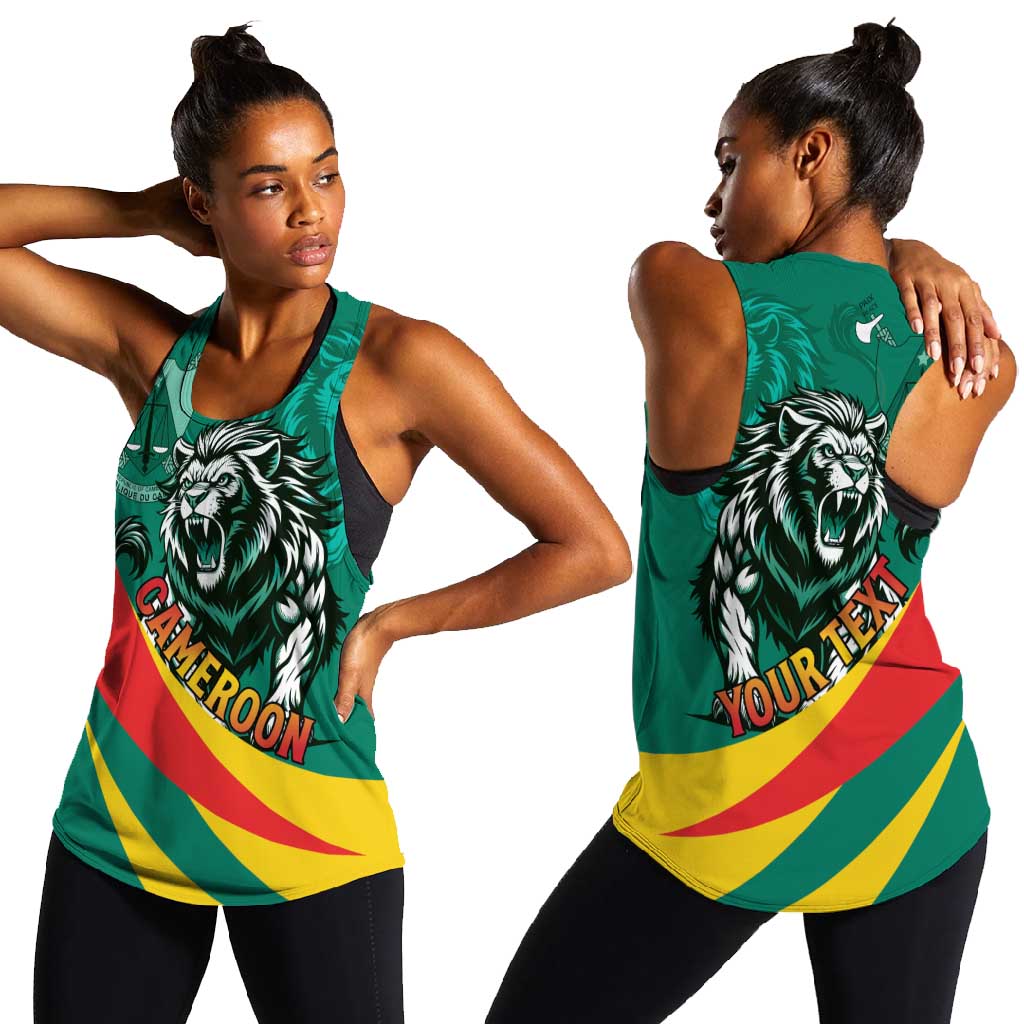 Personalised Happy Cameroon National Day Women Racerback Tank Lion With Coat Of Arms - Curve Style