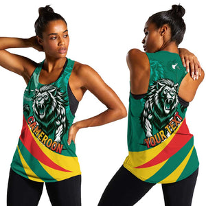 Personalised Happy Cameroon National Day Women Racerback Tank Lion With Coat Of Arms - Curve Style