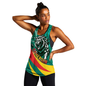 Personalised Happy Cameroon National Day Women Racerback Tank Lion With Coat Of Arms - Curve Style