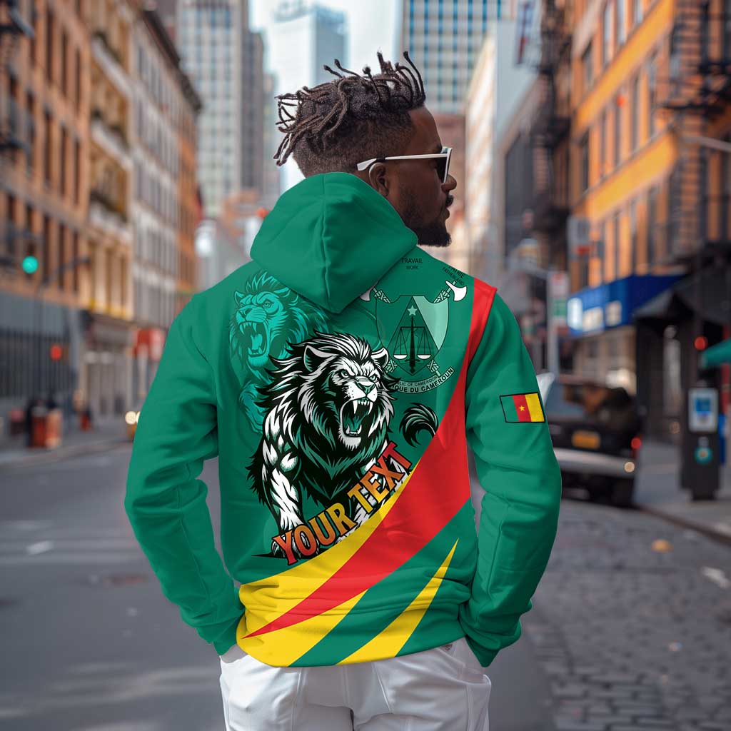 Personalised Happy Cameroon National Day Zip Hoodie Lion With Coat Of Arms - Curve Style
