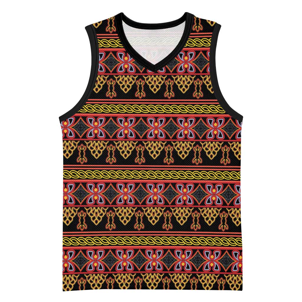 Toghu Cameroon Basketball Jersey Traditional Pattern - African Pride