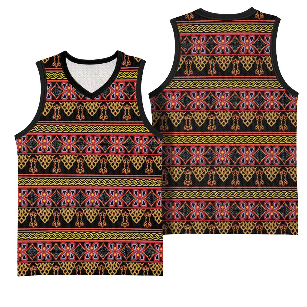 Toghu Cameroon Basketball Jersey Traditional Pattern - African Pride