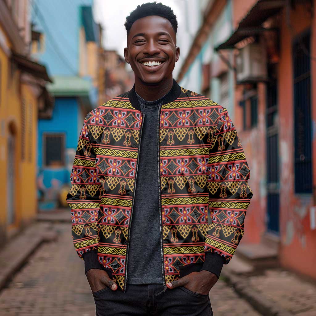 Toghu Cameroon Bomber Jacket Traditional Pattern