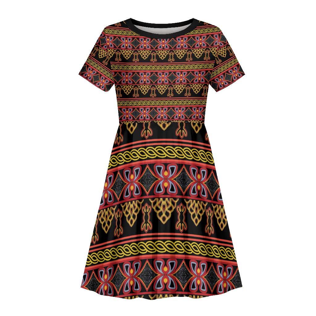 Toghu Cameroon Kid Short Sleeve Dress Traditional Pattern