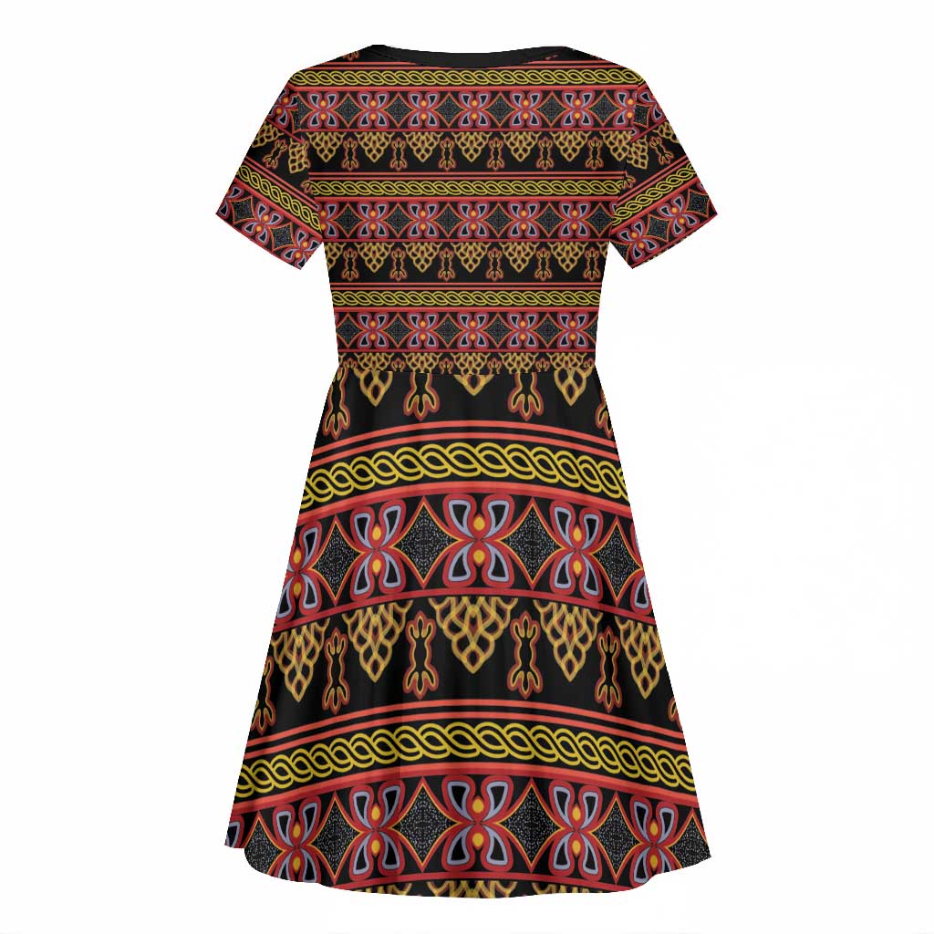 Toghu Cameroon Kid Short Sleeve Dress Traditional Pattern
