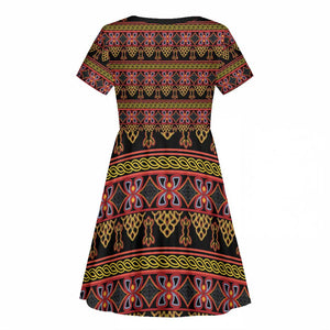Toghu Cameroon Kid Short Sleeve Dress Traditional Pattern
