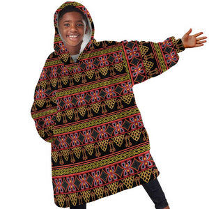 Toghu Cameroon Kid Wearable Blanket Hoodie Traditional Pattern