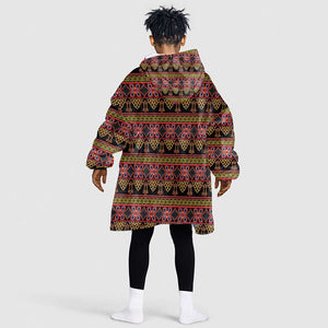 Toghu Cameroon Kid Wearable Blanket Hoodie Traditional Pattern