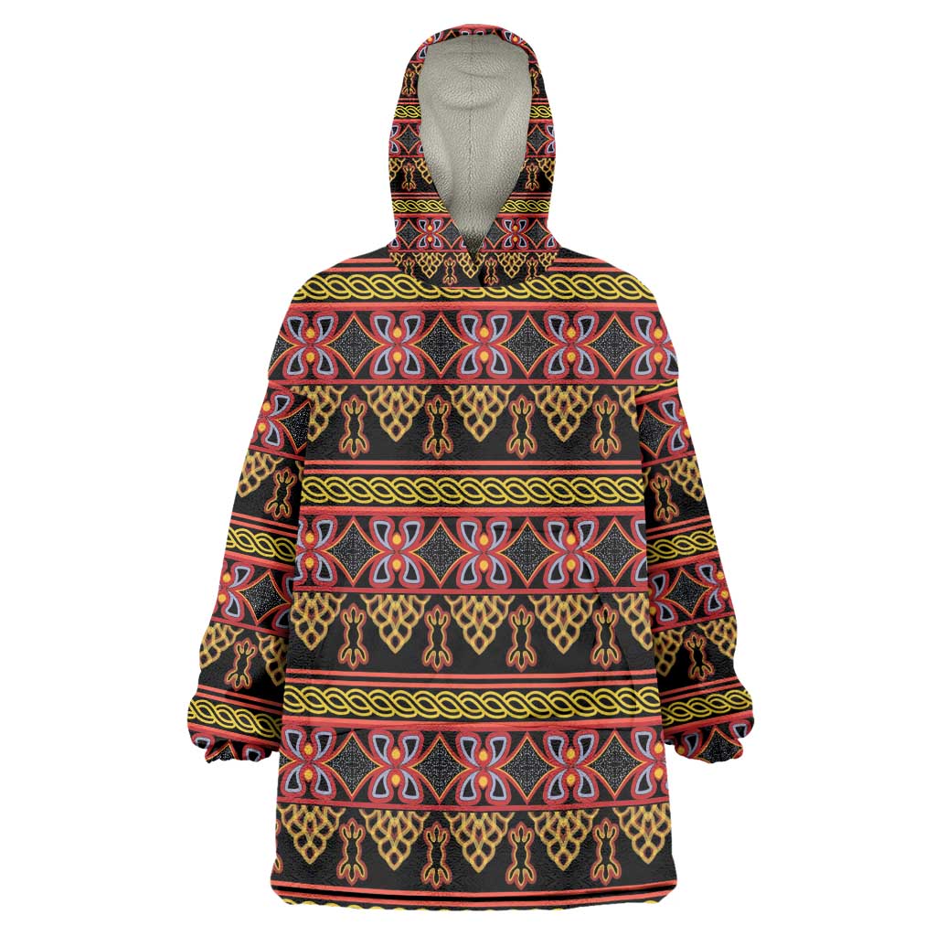 Toghu Cameroon Kid Wearable Blanket Hoodie Traditional Pattern