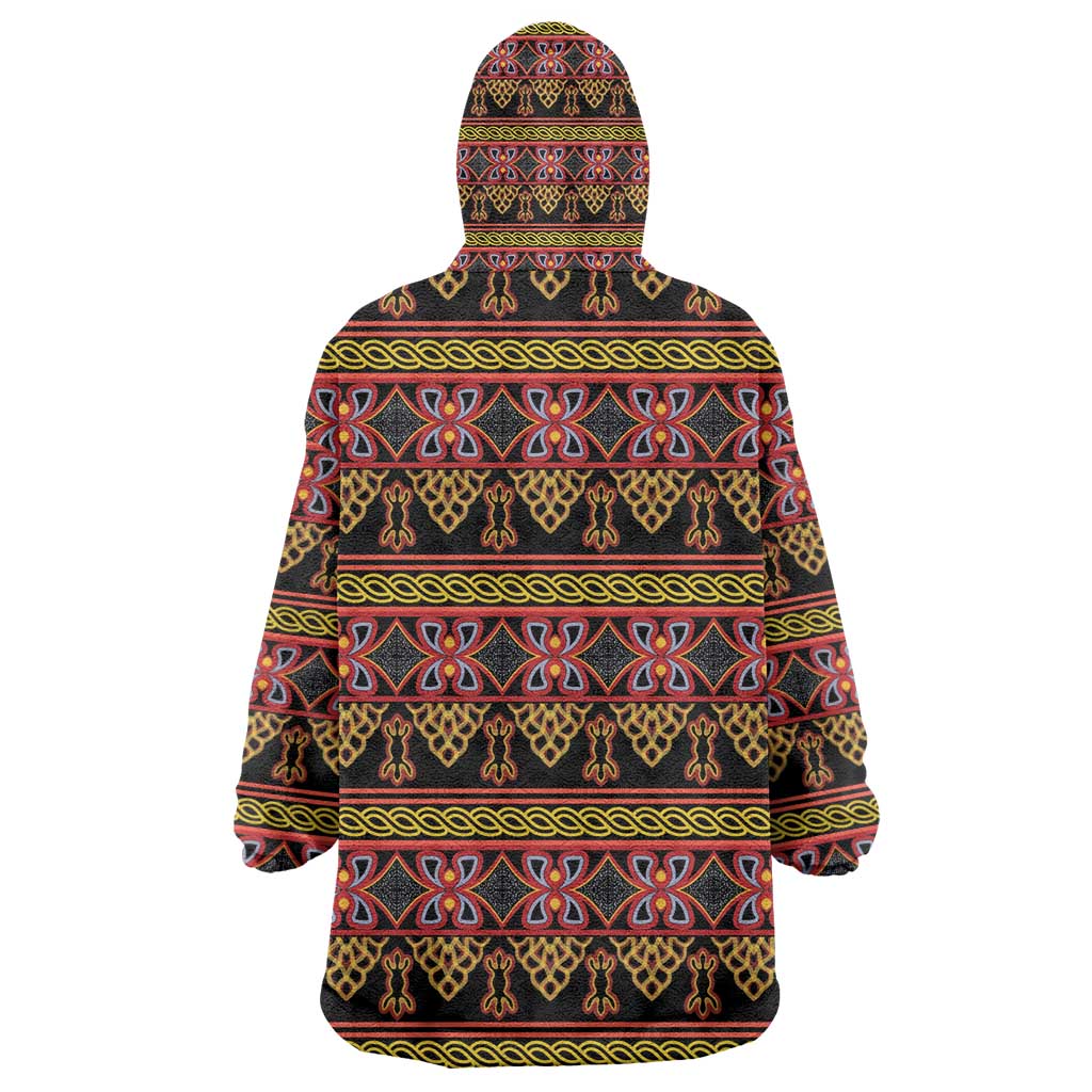 Toghu Cameroon Kid Wearable Blanket Hoodie Traditional Pattern