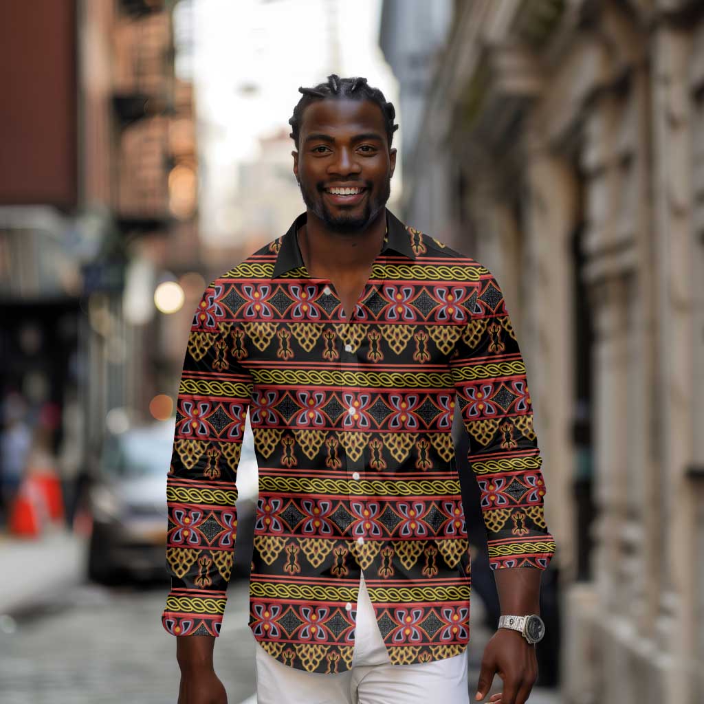 Toghu Cameroon Long Sleeve Button Shirt Traditional Pattern