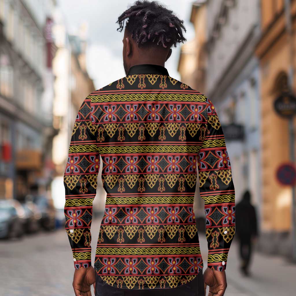 Toghu Cameroon Long Sleeve Button Shirt Traditional Pattern