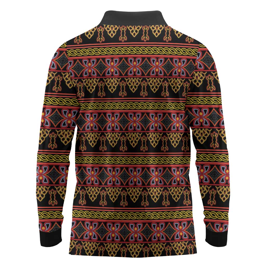 Toghu Cameroon Long Sleeve Polo Shirt Traditional Pattern