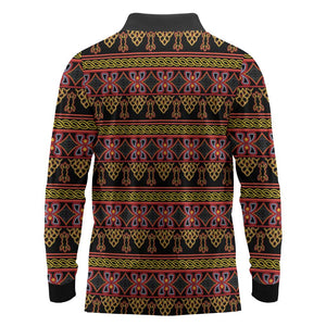 Toghu Cameroon Long Sleeve Polo Shirt Traditional Pattern