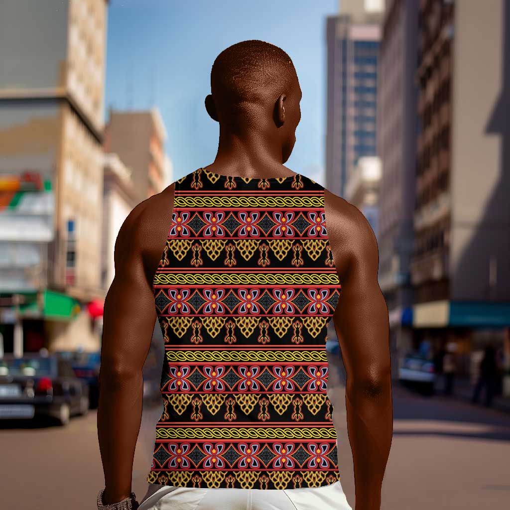 Toghu Cameroon Men Tank Top Traditional Pattern