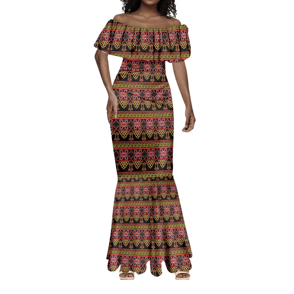 Toghu Cameroon Mermaid Dress Traditional Pattern