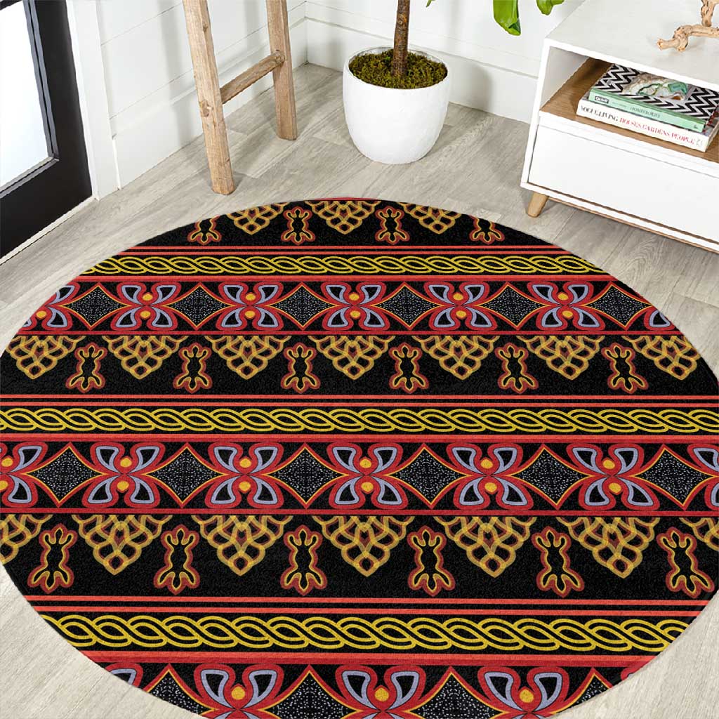 Toghu Cameroon Round Carpet Traditional Pattern