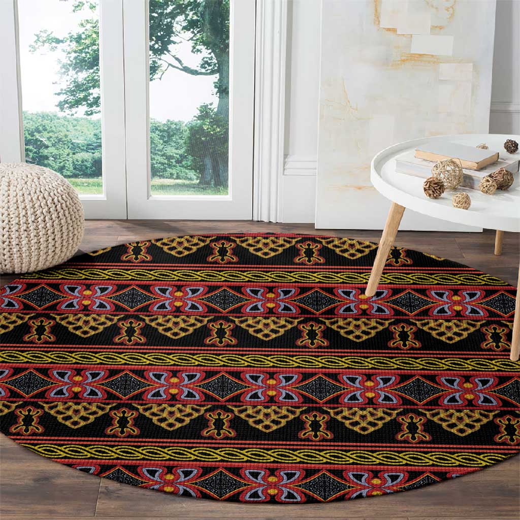 Toghu Cameroon Round Carpet Traditional Pattern