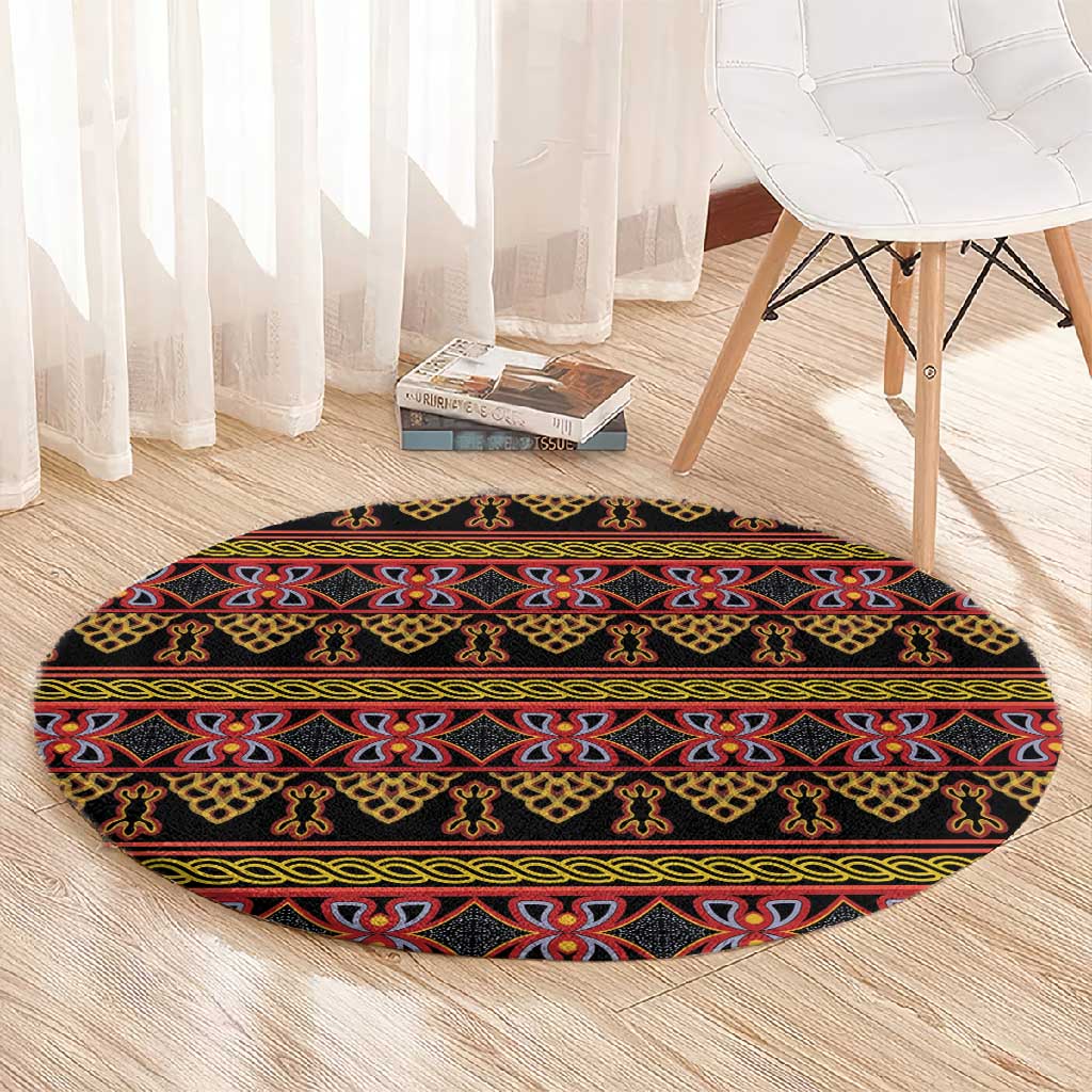 Toghu Cameroon Round Carpet Traditional Pattern