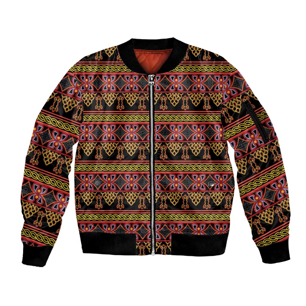 Toghu Cameroon Sleeve Zip Bomber Jacket Traditional Pattern