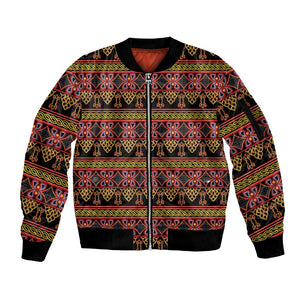 Toghu Cameroon Sleeve Zip Bomber Jacket Traditional Pattern