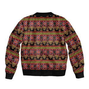 Toghu Cameroon Sleeve Zip Bomber Jacket Traditional Pattern