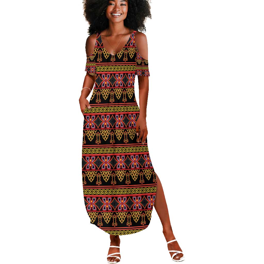 Toghu Cameroon Summer Maxi Dress Traditional Pattern