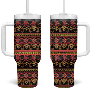 Toghu Cameroon Tumbler With Handle Traditional Pattern