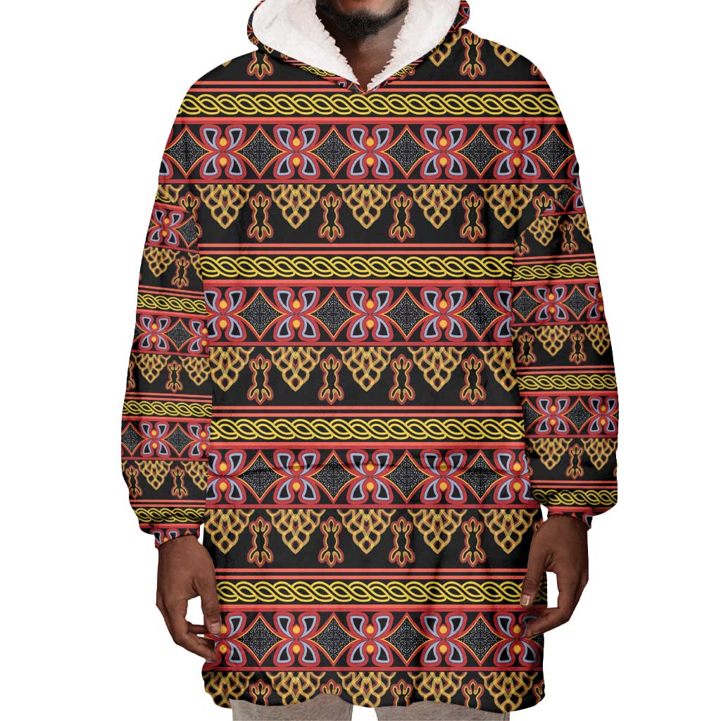 Toghu Cameroon Wearable Blanket Hoodie Traditional Pattern