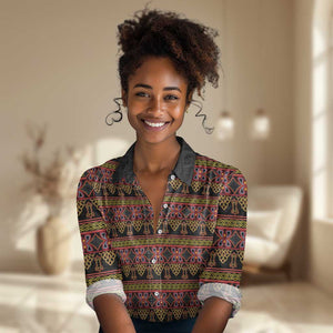 Toghu Cameroon Women Casual Shirt Traditional Pattern