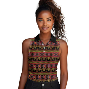 Toghu Cameroon Women Sleeveless Polo Shirt Traditional Pattern