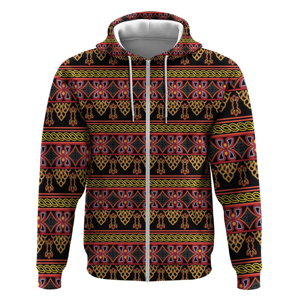 Toghu Cameroon Zip Hoodie Traditional Pattern