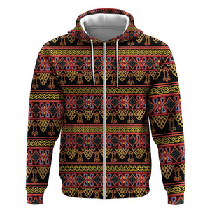 Toghu Cameroon Zip Hoodie Traditional Pattern