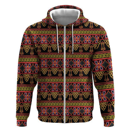 Toghu Cameroon Zip Hoodie Traditional Pattern