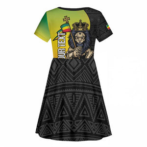 Personalized Ethiopia Kid Short Sleeve Dress Happy National Day