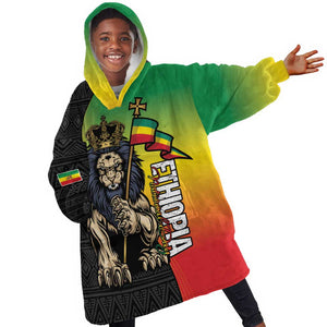Personalized Ethiopia Kid Wearable Blanket Hoodie Happy National Day