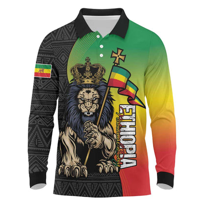 Personalized Ethiopia Long Sleeve Polo Shirt Happy National Day
