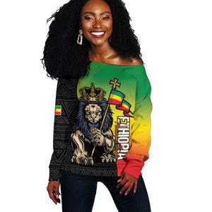 Personalized Ethiopia Off Shoulder Sweater Happy National Day