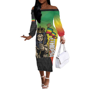 Personalized Ethiopia Off The Shoulder Long Sleeve Dress Happy National Day