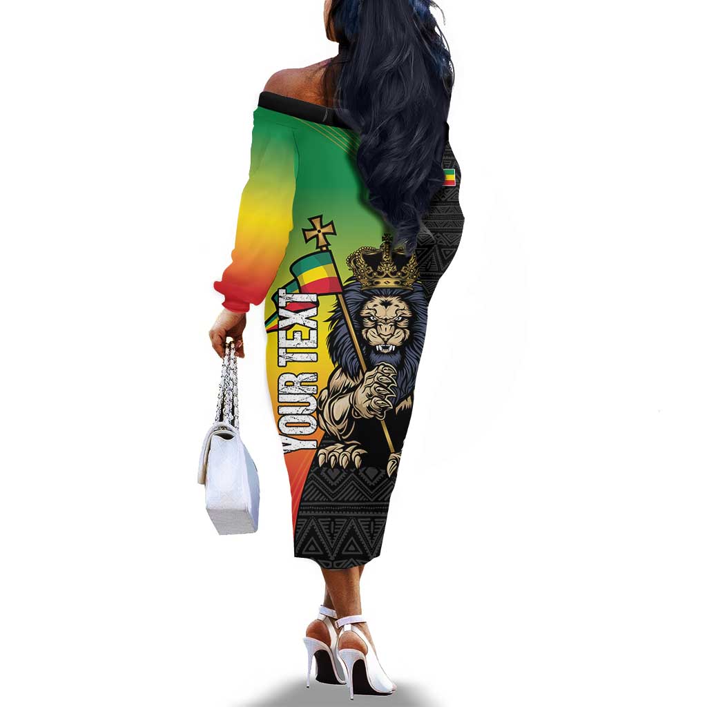 Personalized Ethiopia Off The Shoulder Long Sleeve Dress Happy National Day