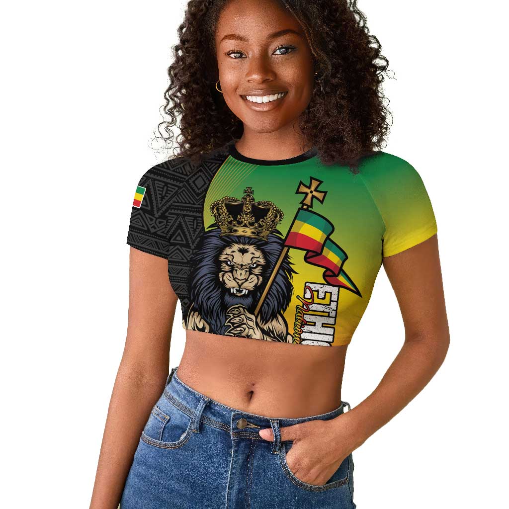 Personalized Ethiopia Raglan Cropped T shirt Happy National Day