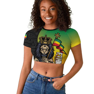 Personalized Ethiopia Raglan Cropped T shirt Happy National Day