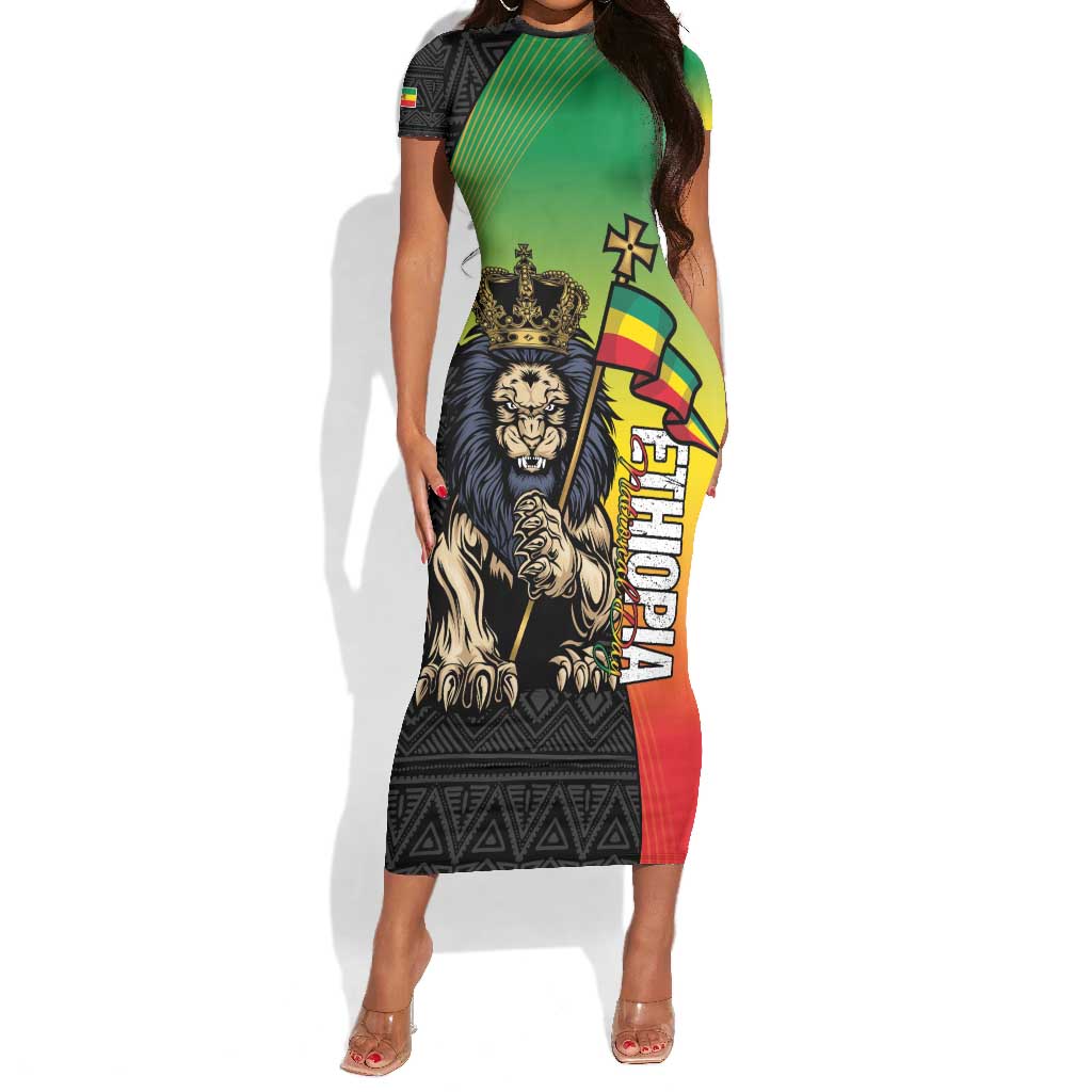 Personalized Ethiopia Short Sleeve Bodycon Dress Happy National Day LT15