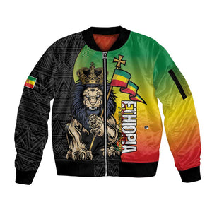 Personalized Ethiopia Sleeve Zip Bomber Jacket Happy National Day
