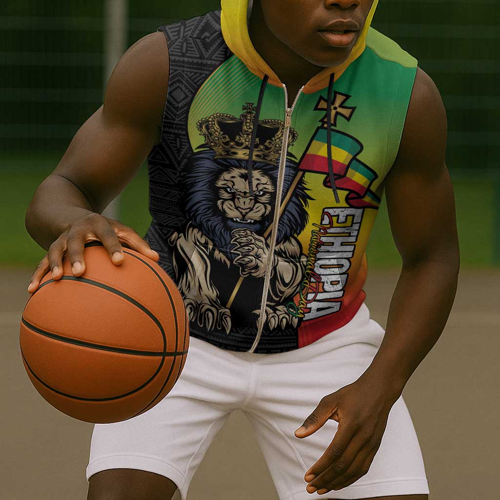 Personalized Ethiopia Sleeveless Zip Hoodie Happy National Day - African Pride